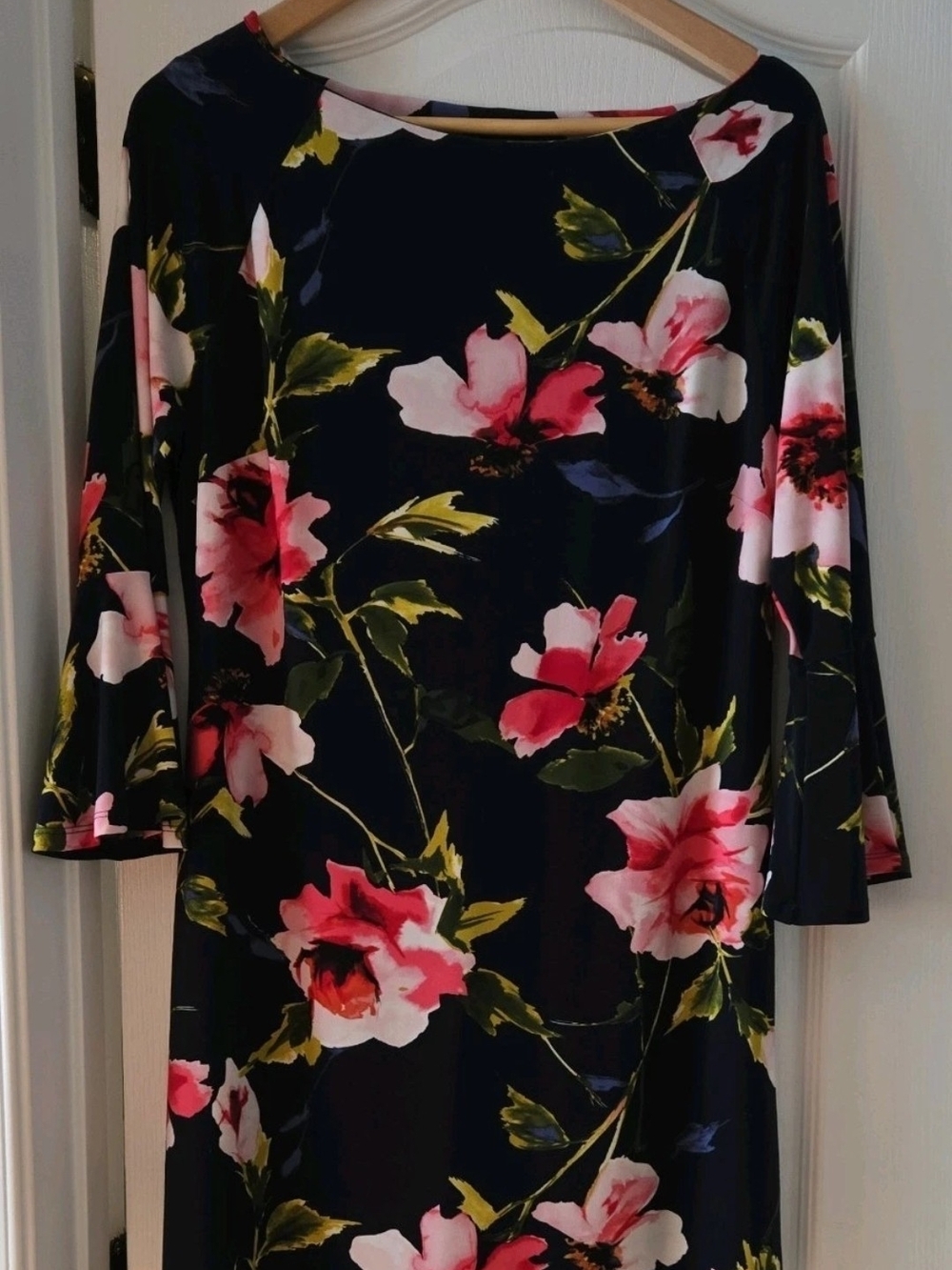Tommy Hilfiger Navy Dress with Pink Floral Print Size 12